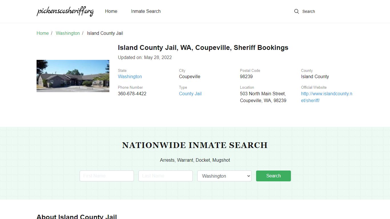 Island County Jail, WA, Coupeville, Sheriff Bookings